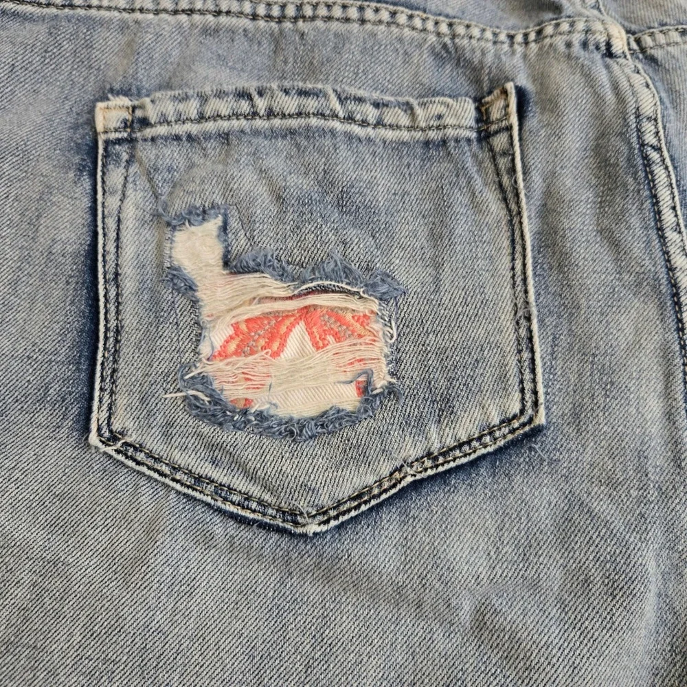 William Rast My Exs Jean Light Wash Distressed Floral Patch Denim Plus 18W